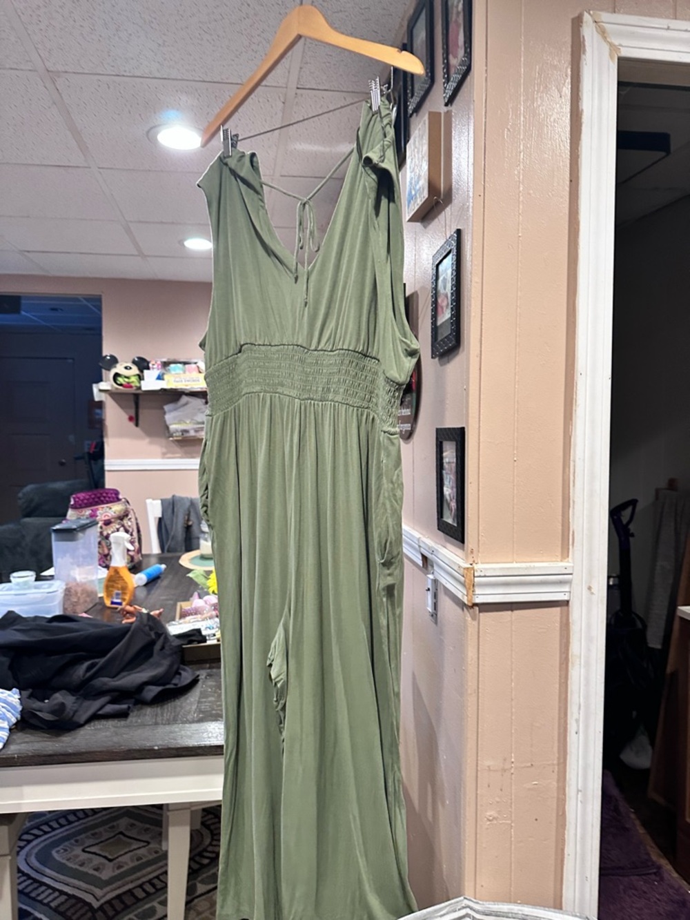 Old Navy Olive Romper Jumpsuit with V-Neck - Picture 2 of 2